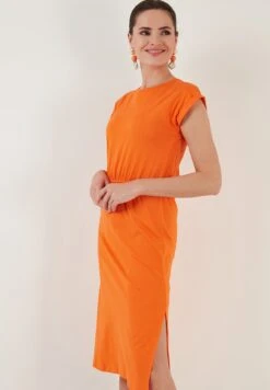 LELA Short Sleeve Midi - Jurk - Orange 7 LELA Short Sleeve Midi - Jurk - Orange -Stijl Verkoop 0a42cdddede1440d89939531bc41d089