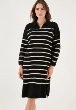 LELA Gebreide Jurk - Black/Light Stone -Stijl Verkoop 0f6771baefd14489b2c3be1ce0c3c406