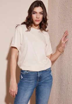 LELA Loose Fit - T-Shirt Basic - Stone -Stijl Verkoop 118e2cd2f6244bbe9d0231ea2270b376