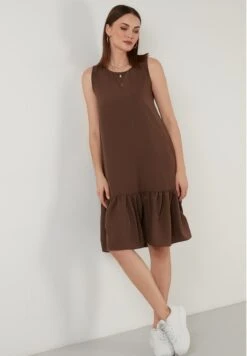 LELA Regular Fit- Jurk - Brown -Stijl Verkoop 1268820f5cd04242a402c563845a1669