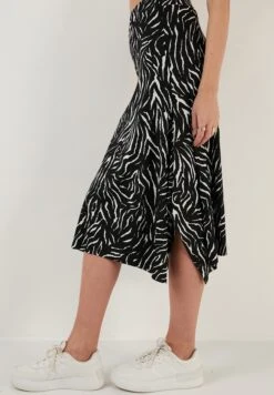 LELA Midi- A-Lijn Rok - Black White Striped -Stijl Verkoop 126eecd85dbd4938a25b2333b747fb6f