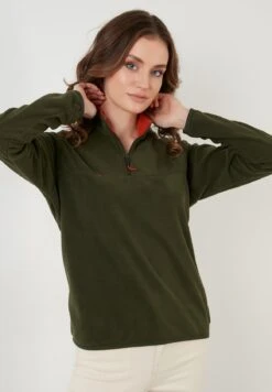 LELA Slim Fit - Fleece Trui - Khaki -Stijl Verkoop 131263a85a6140d18e909cd9235dae5c