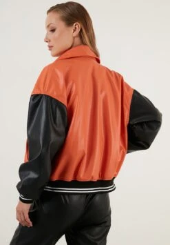 LELA Loose Fit - Imitatieleren Jas - Orange -Stijl Verkoop 13ad34d8ee2f4e189fa555cb1eb12638