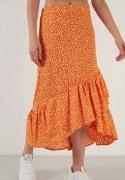LELA Regular Fit- A-Lijn Rok - Orange Color -Stijl Verkoop 17d3a9db645b4cbbab16de87ed677044