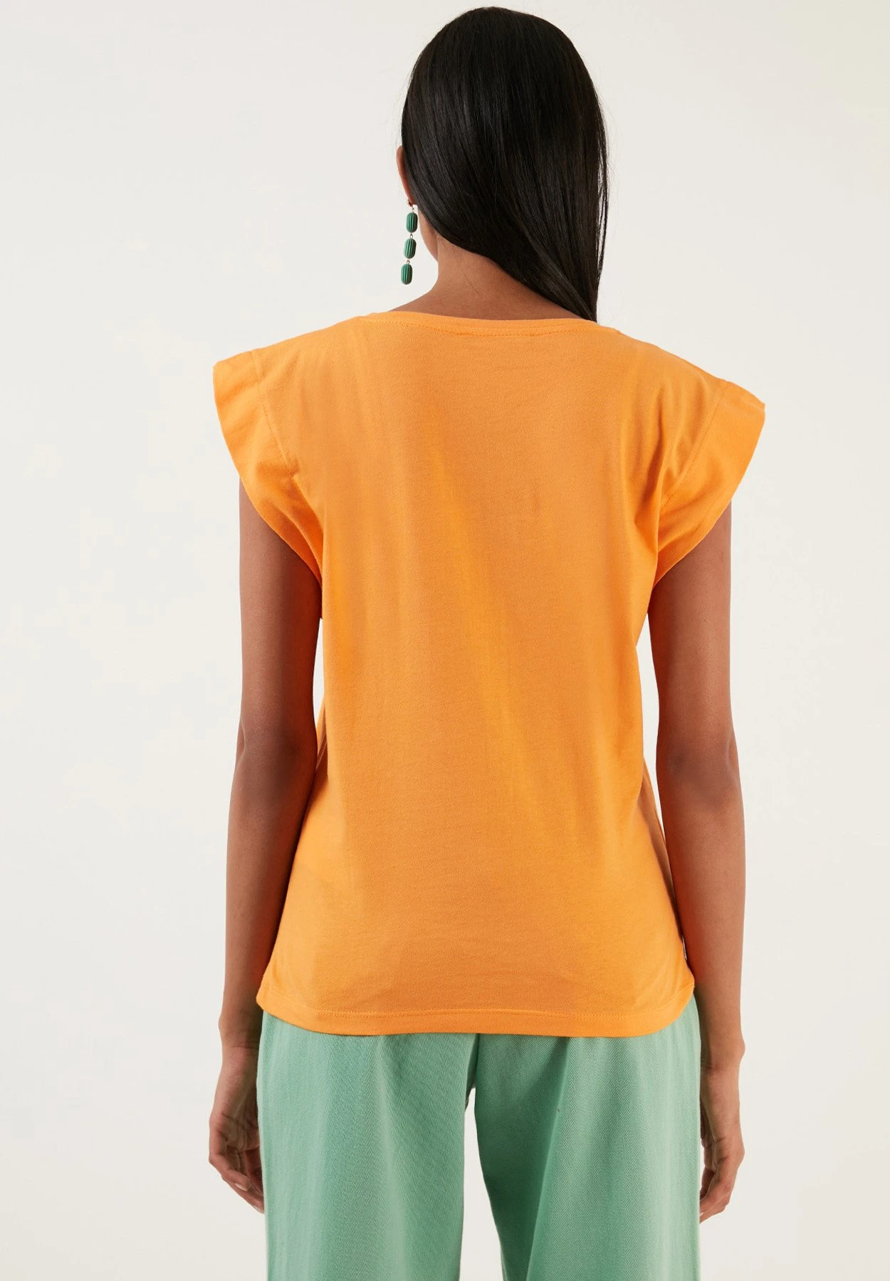LELA Crew Neck - T-Shirt Basic - Orange 5 LELA Crew Neck - T-Shirt Basic - Orange - Afbeelding 3