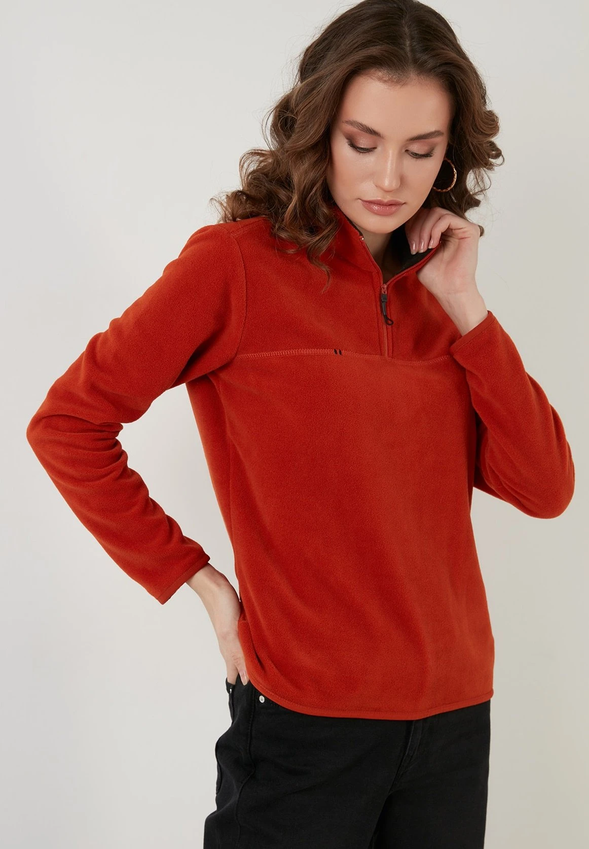 LELA Slim Fit - Fleece Trui - Orange 4 LELA Slim Fit - Fleece Trui - Orange - Afbeelding 3