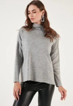 LELA Long Back- Trui - Grey -Stijl Verkoop 24653904d0ab4e0cad23e1ba3ee5d395
