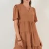 LELA Loose Fit - Jurk - Light Brown -Stijl Verkoop 29c54021b8284f5e84f292aa81452e70
