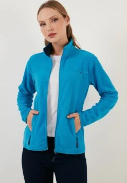 LELA High Collar Zipper- Fleecejas - Turquoise -Stijl Verkoop 2e57a53c66154b80b31ef6b20656c198