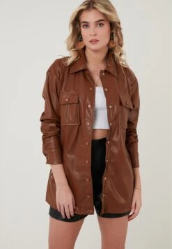 LELA Regular Fit - Imitatieleren Jas - Camel -Stijl Verkoop 2f01c1d1ba98422db9c651aa66bbeefa