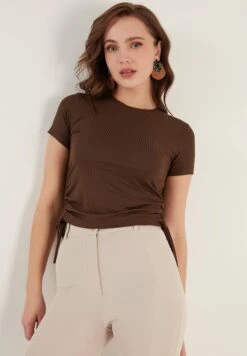 LELA Slim Fit - Blouse - Brown -Stijl Verkoop 30404f030eb54c43bd8ec6723f86ab60