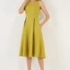 LELA Crew Neck Pleated Midi - Cocktailjurk - Olive