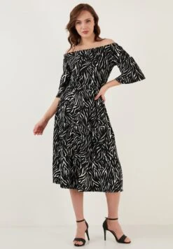 LELA Slim Fit - Jurk - Metallic Black -Stijl Verkoop 3b29065f6066462fa06f9d5c1f44980e