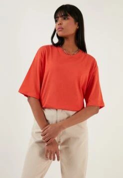 LELA Loose Fit - T-Shirt Basic - Brick Red -Stijl Verkoop 3ce62e16748b4bda85d153dc8e280132