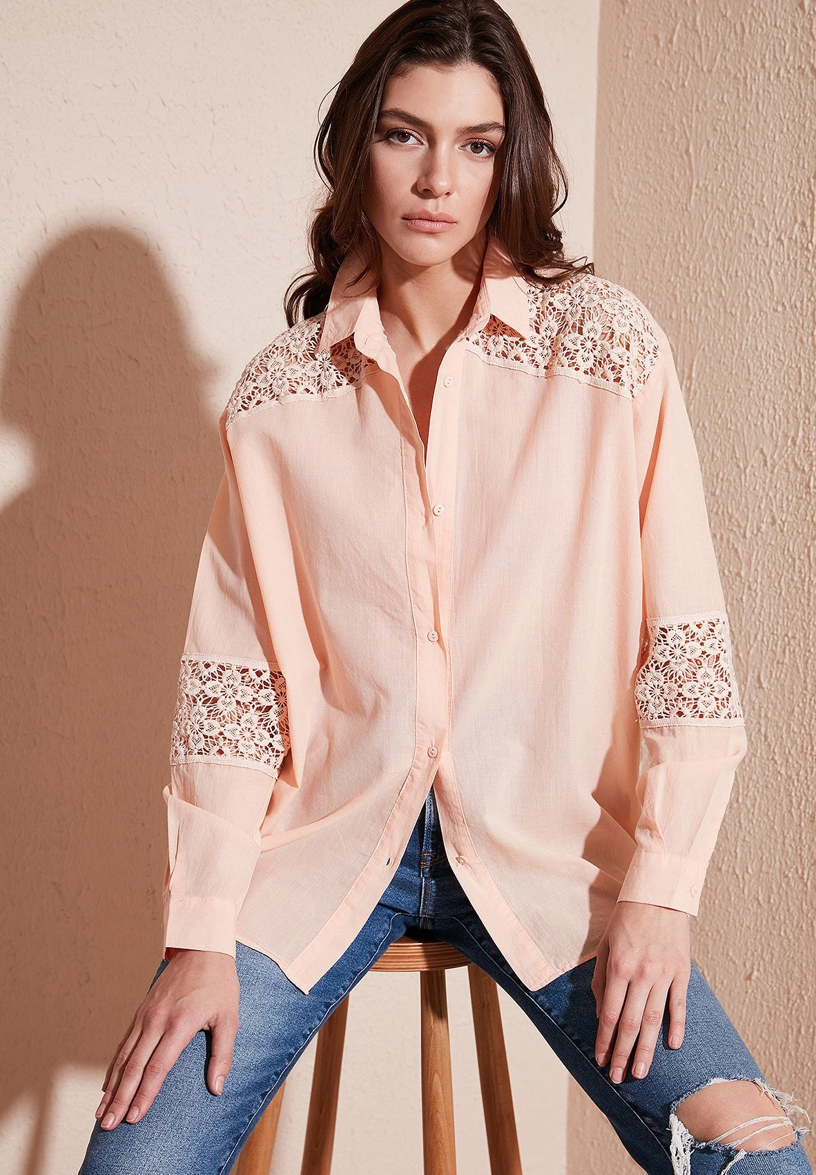 LELA Overhemdblouse - Salmon 6 LELA Overhemdblouse - Salmon - Afbeelding 4