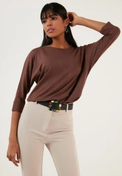 LELA Crew Neck- Longsleeve - Brown -Stijl Verkoop 4020510e45e54f26a81ad81a225041b6