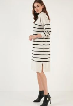 LELA Gebreide Jurk - Cream/Black -Stijl Verkoop 4611812cdad14c7aabb78c49edefdbb9