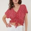LELA V-Neck - Blouse - Red