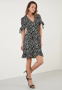 LELA Floral V Neck Ruffle Detail Mini- Jurk - Black-Lepoard 8 LELA Floral V Neck Ruffle Detail Mini- Jurk - Black-Lepoard -Stijl Verkoop 494acf94b6004a37a045a3aee74df445