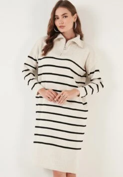 LELA Gebreide Jurk - Cream/Black -Stijl Verkoop 555e5c4c1f1e4279aee16993da2274cf