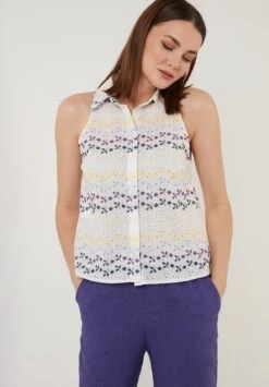 LELA Regular Fit - Overhemdblouse - White Purple -Stijl Verkoop 5d75596660294db88baa88b9c1df20c1