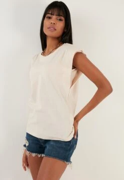 LELA Crew Neck - T-Shirt Basic - Stone -Stijl Verkoop 5e84d33387294f7dbefe5a39ce6074b8