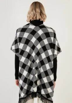 LELA Poncho - Black Ecru -Stijl Verkoop 60396fcf901441a0a7b95e2e4d2e3cca