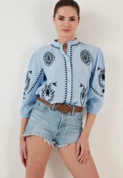 LELA Regular Fit - Overhemdblouse - Baby Blue D Blue -Stijl Verkoop 64e4a1f1df3b4d48bc6a739008da8f04