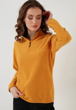 LELA Slim Fit - Fleece Trui - Mustard Color -Stijl Verkoop 6878cd4887b946359a1dc6a25c84d91e