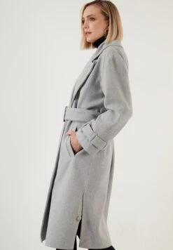 LELA Regular Fit - Trenchcoat - Grey Melange -Stijl Verkoop 6c176b653afc4750bedd92bf9085b549