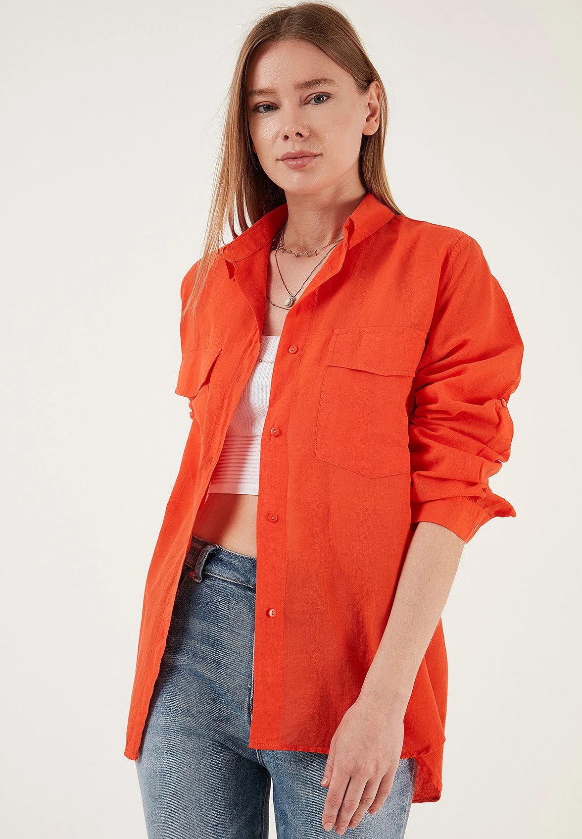 LELA Loose Fit - Overhemdblouse - Orange 7 LELA Loose Fit - Overhemdblouse - Orange - Afbeelding 5