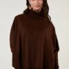 LELA Poncho - Brown -Stijl Verkoop 72ec28d6e63c482091f511660770815e