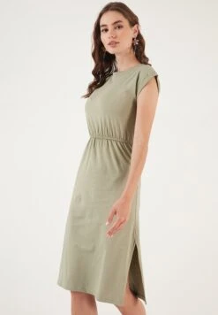 LELA Short Sleeve Midi - Jurk - Olive -Stijl Verkoop 74d3b6b8d71e44ffa0bd62a2cdfae5d5