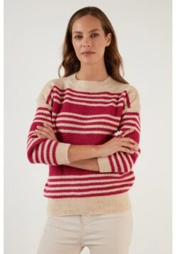 LELA Regular Fit - Trui - Beige Fuchsia -Stijl Verkoop 79833ca68c1243398519df356fdb70f0