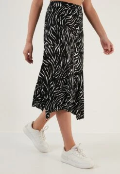 LELA Midi- A-Lijn Rok - Black White Striped -Stijl Verkoop 79cd556302fc444e87dccbb0b41fc408
