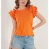 LELA T-Shirt Print - Orange Color 1 LELA T-Shirt Print - Orange Color -Stijl Verkoop 7b463770162942688ae0031b141b48ea