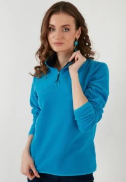 LELA Slim Fit - Fleece Trui - Turquoise -Stijl Verkoop 7d10aac04de1478ca83e44c6b4b4aa76