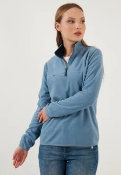 LELA Slim Fit - Fleece Trui - Light Blue -Stijl Verkoop 7dd19db1fe3e415dac9262a3144fd3a7