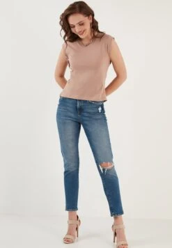 LELA Crew Neck- Top - Biscuit Color -Stijl Verkoop 813e11b5d4494443a97e4ed5611c321f