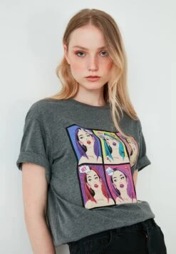 LELA T-Shirt Print - Anthracite Melange -Stijl Verkoop 818f5a3f4bfb47739c3811e9a0ae6a43