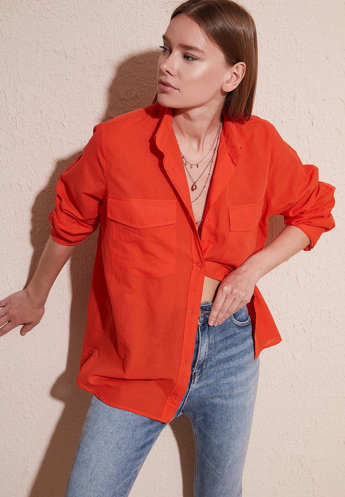 LELA Loose Fit - Overhemdblouse - Orange 9 LELA Loose Fit - Overhemdblouse - Orange - Afbeelding 7