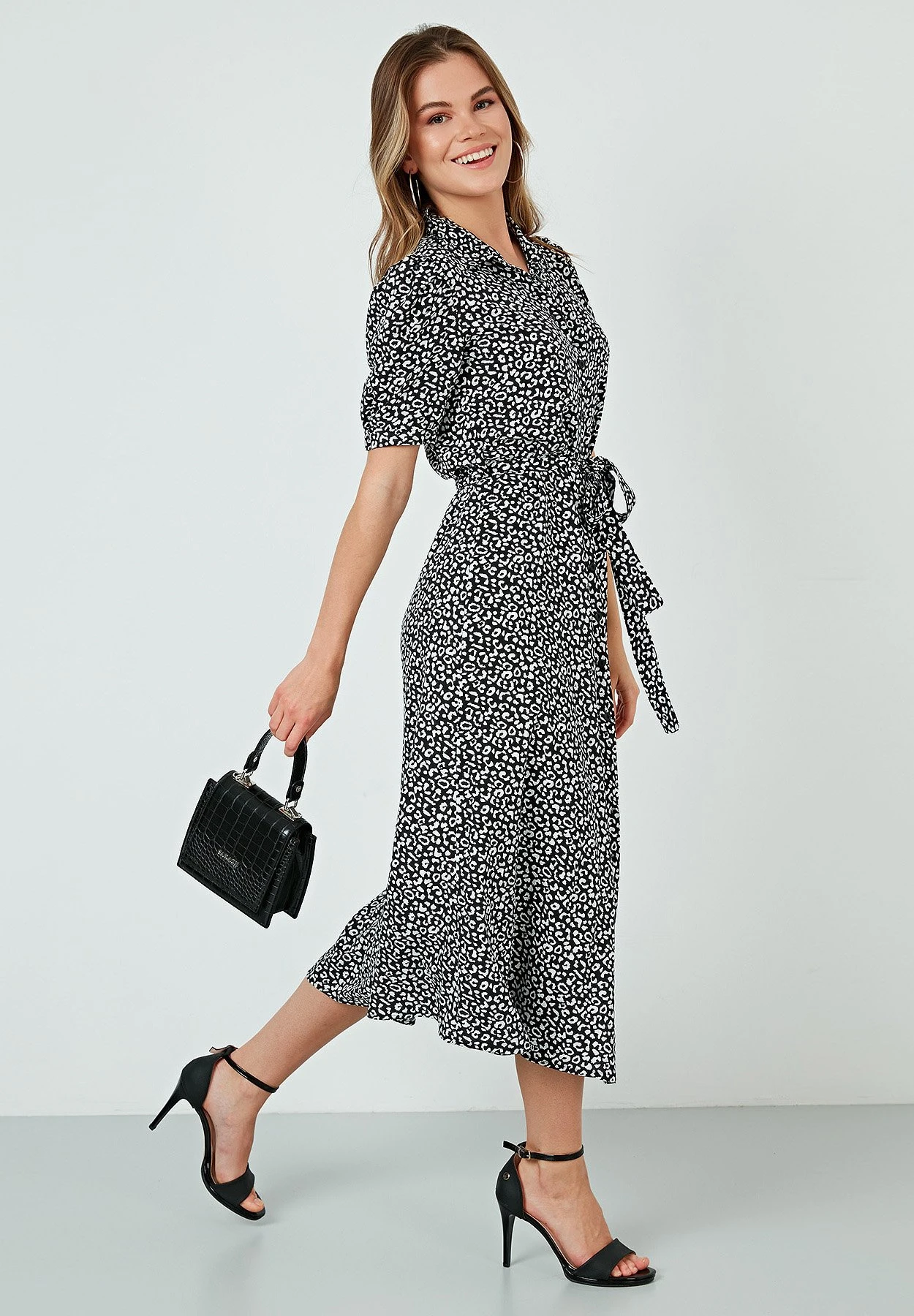 LELA Blousejurk - Black-White 4 LELA Blousejurk - Black-White - Afbeelding 2