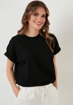 LELA Crew Neck- T-Shirt Basic - Black