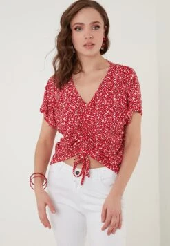 LELA V-Neck - Blouse - Red -Stijl Verkoop 96a6d35e89ec40f4821374ce5d98297f