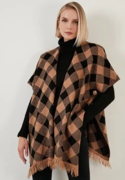LELA Poncho - Camel/Black