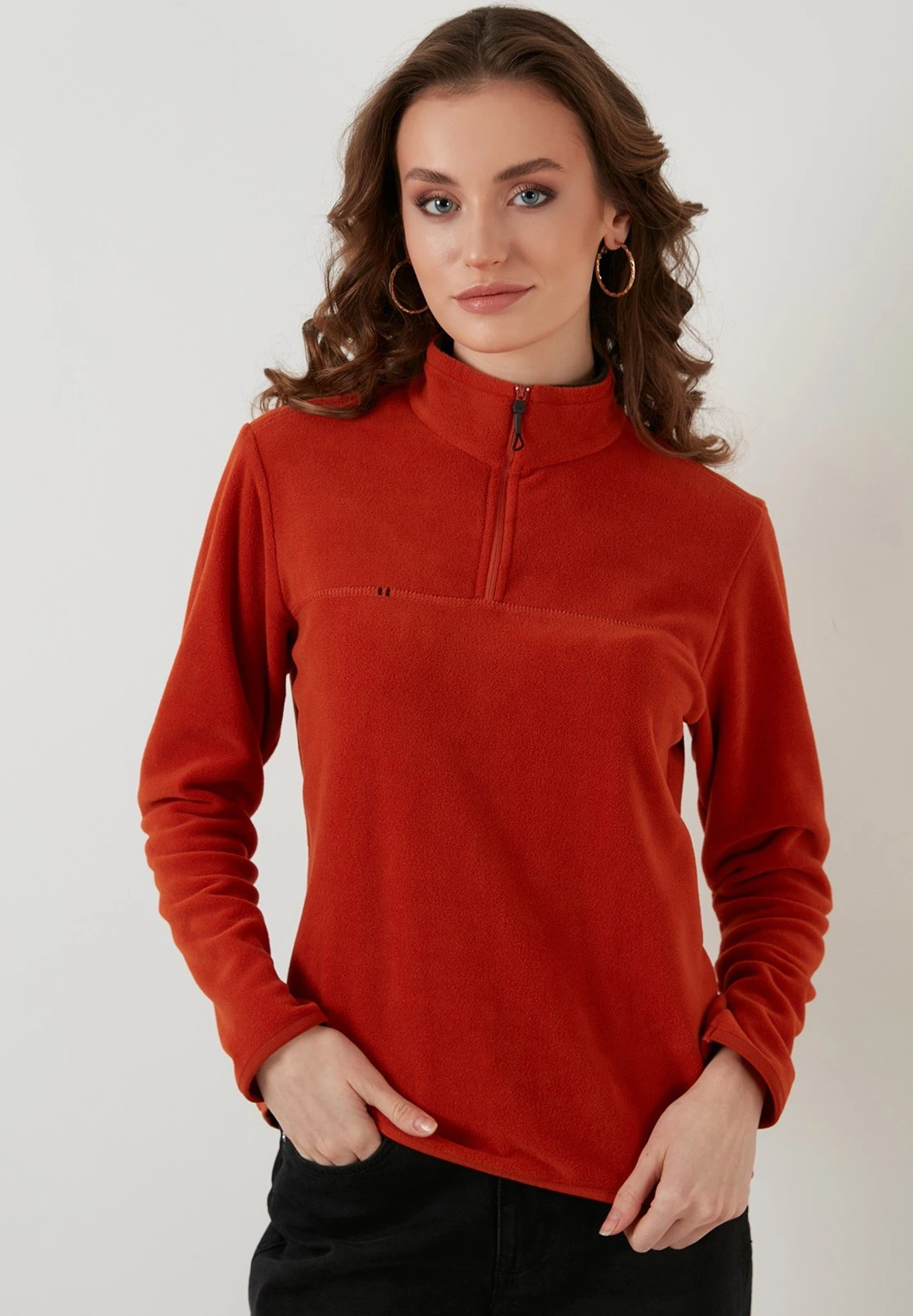 LELA Slim Fit - Fleece Trui - Orange 2 LELA Slim Fit - Fleece Trui - Orange