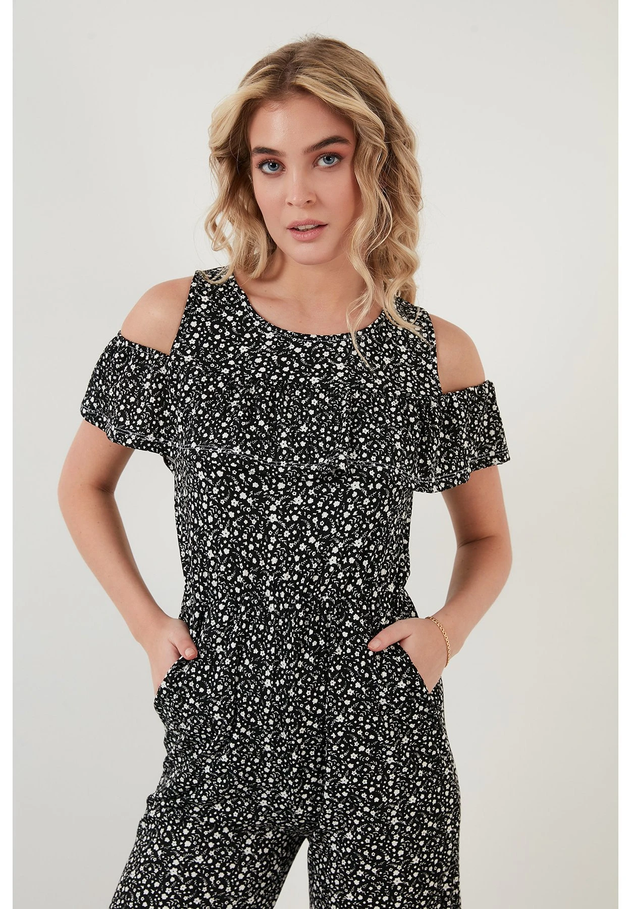 LELA Slim Fit - Jumpsuit - Black-White 5 LELA Slim Fit - Jumpsuit - Black-White - Afbeelding 3