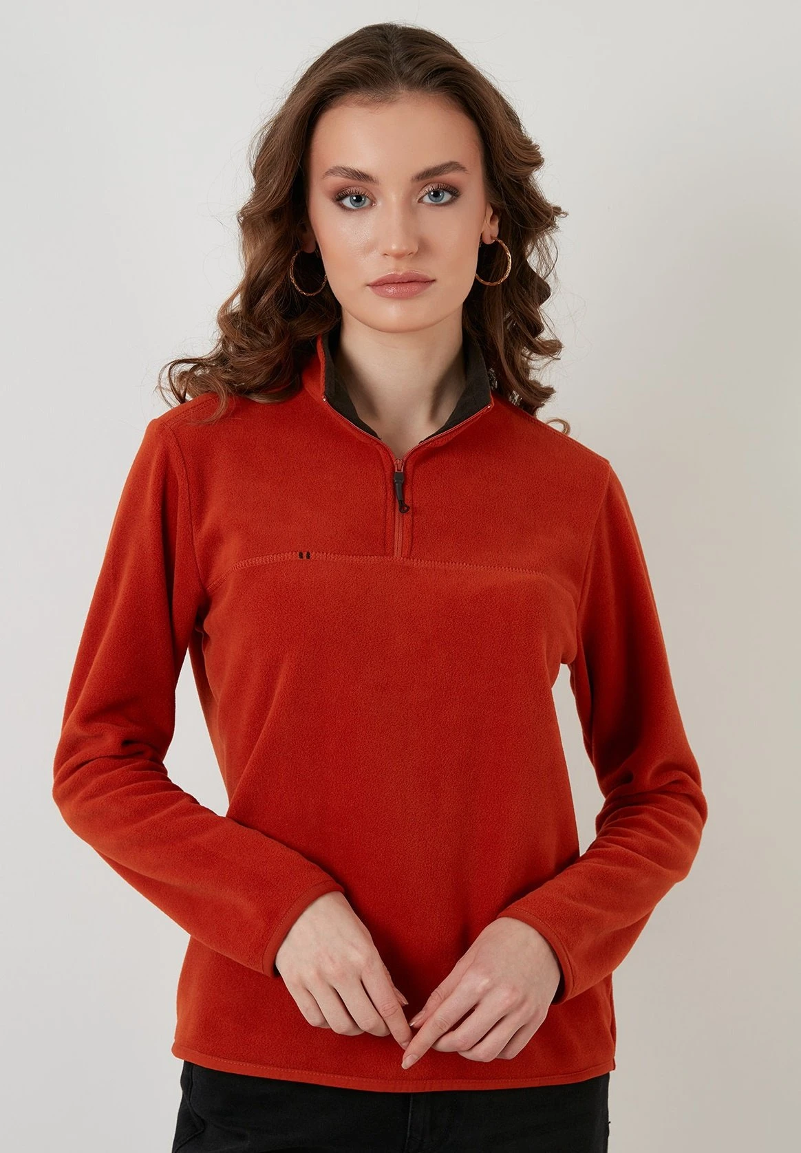 LELA Slim Fit - Fleece Trui - Orange 5 LELA Slim Fit - Fleece Trui - Orange - Afbeelding 4