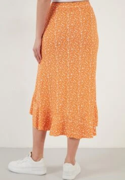 LELA Midi - A-Lijn Rok - Orange -Stijl Verkoop a1b9eec64e2142b880d05bd3ded8dbc2