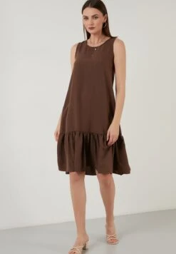 LELA Regular Fit- Jurk - Brown